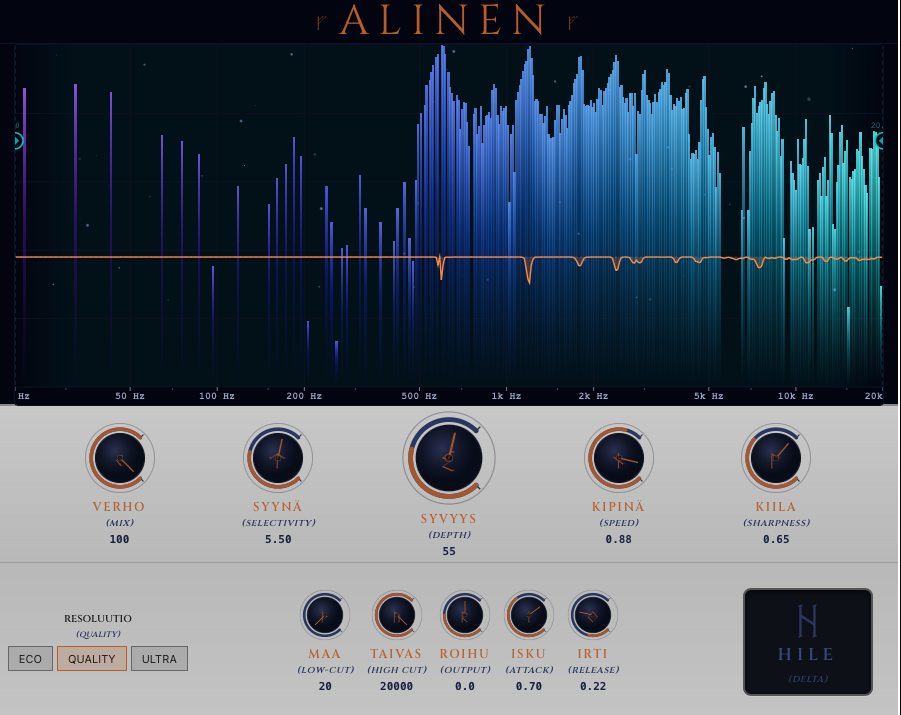 Alinen Spectral Underworld Filter interface